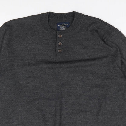 Hammond & Co Mens Green Crew Neck  Wool Pullover Jumper Size M