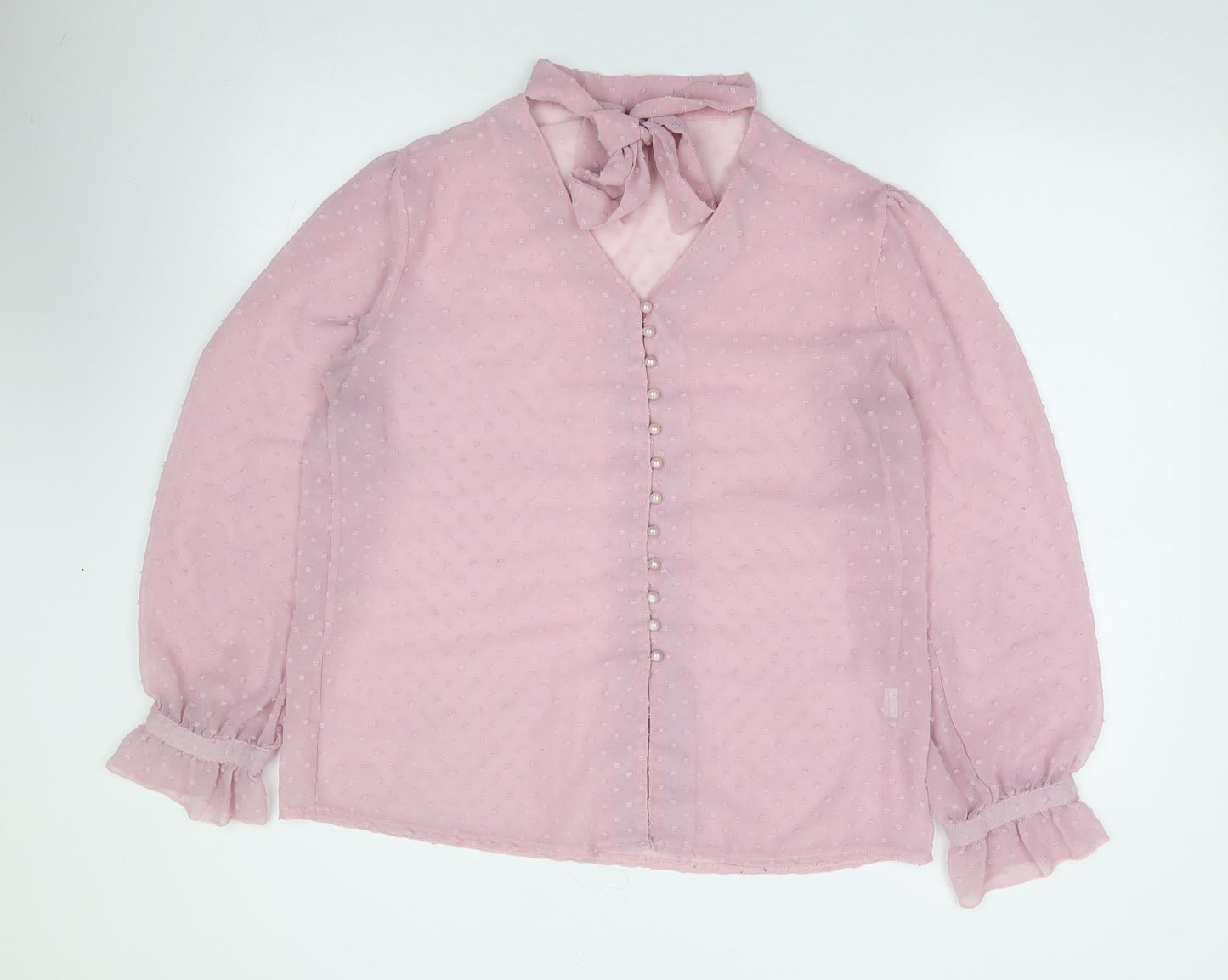 Womens UK Size M Preworn Pink Jersey Button-Up