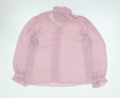 Womens UK Size M Preworn Pink Jersey Button-Up
