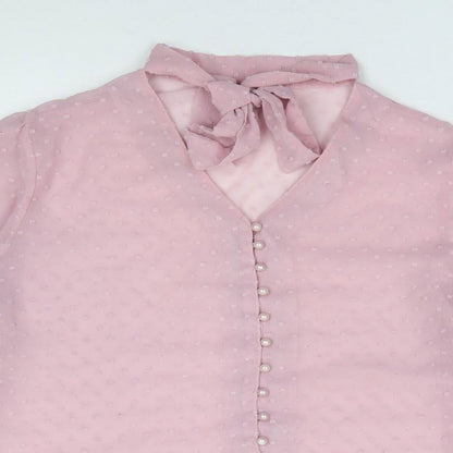 Womens UK Size M Preworn Pink Jersey Button-Up