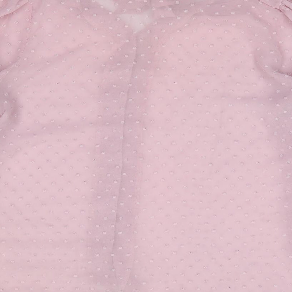 Womens UK Size M Preworn Pink Jersey Button-Up