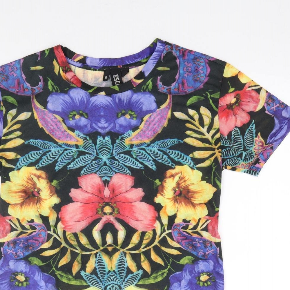 Womens UK Size 6 Topshop Multicoloured Jersey T-Shirt