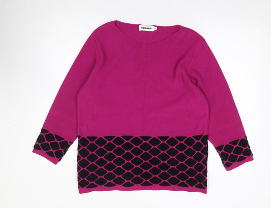 Gerard Womens Pink Round Neck Geometric Acrylic Pullover Jumper Size L