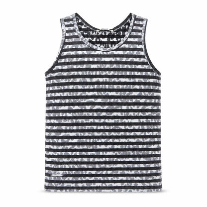 River Island Boys Grey Striped Polyester Jersey Tank Size 7-8 Years Round Neck Pullover