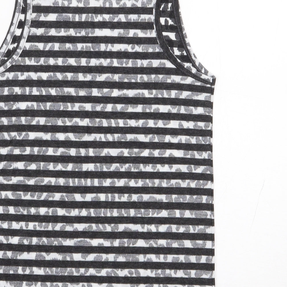 River Island Boys Grey Striped Polyester Jersey Tank Size 7-8 Years Round Neck Pullover