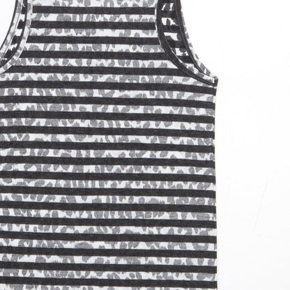 River Island Boys Grey Striped Polyester Jersey Tank Size 7-8 Years Round Neck Pullover