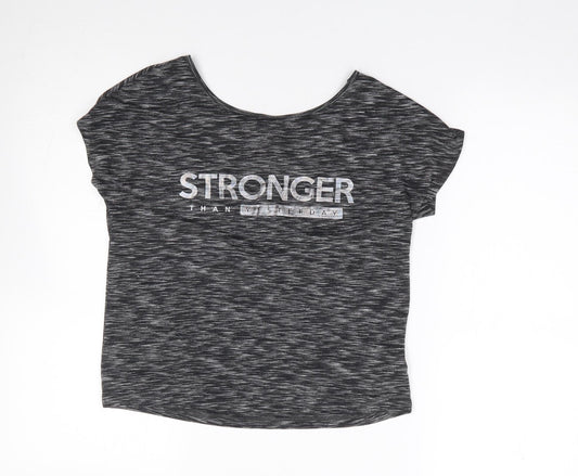 F&F Womens Grey  Polyester Jersey T-Shirt Size XS Crew Neck