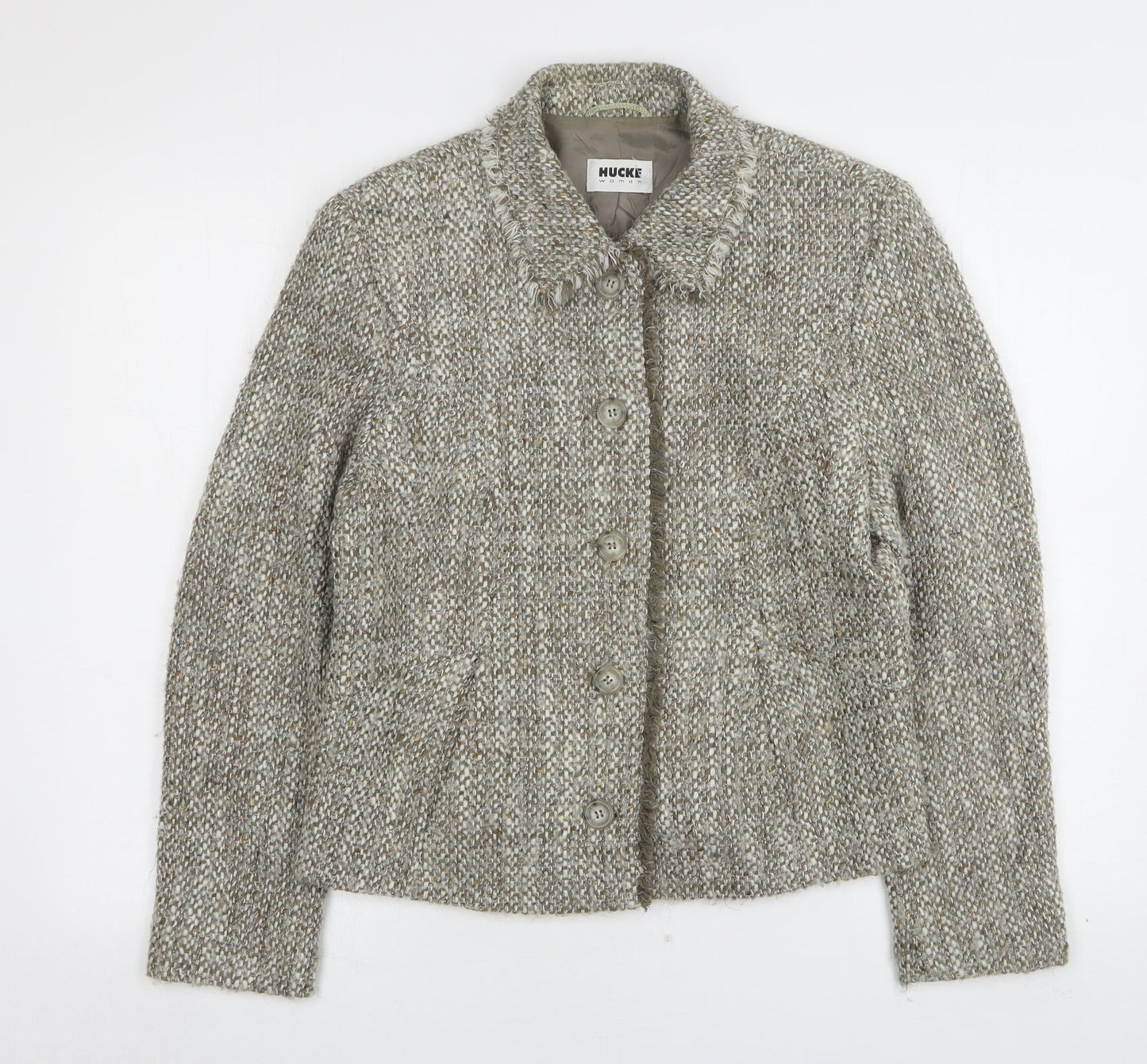 Hucke Womens Beige   Jacket Coatigan Size 12  Button