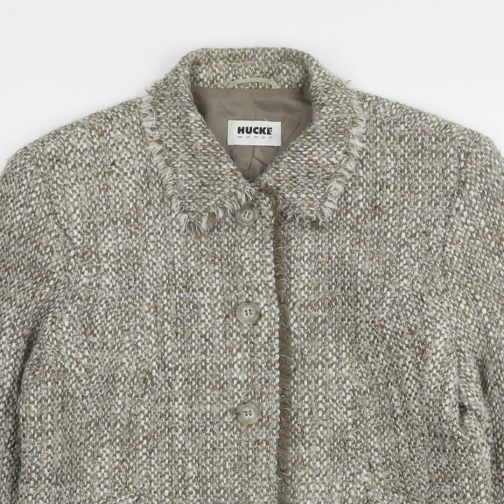 Hucke Womens Beige   Jacket Coatigan Size 12  Button