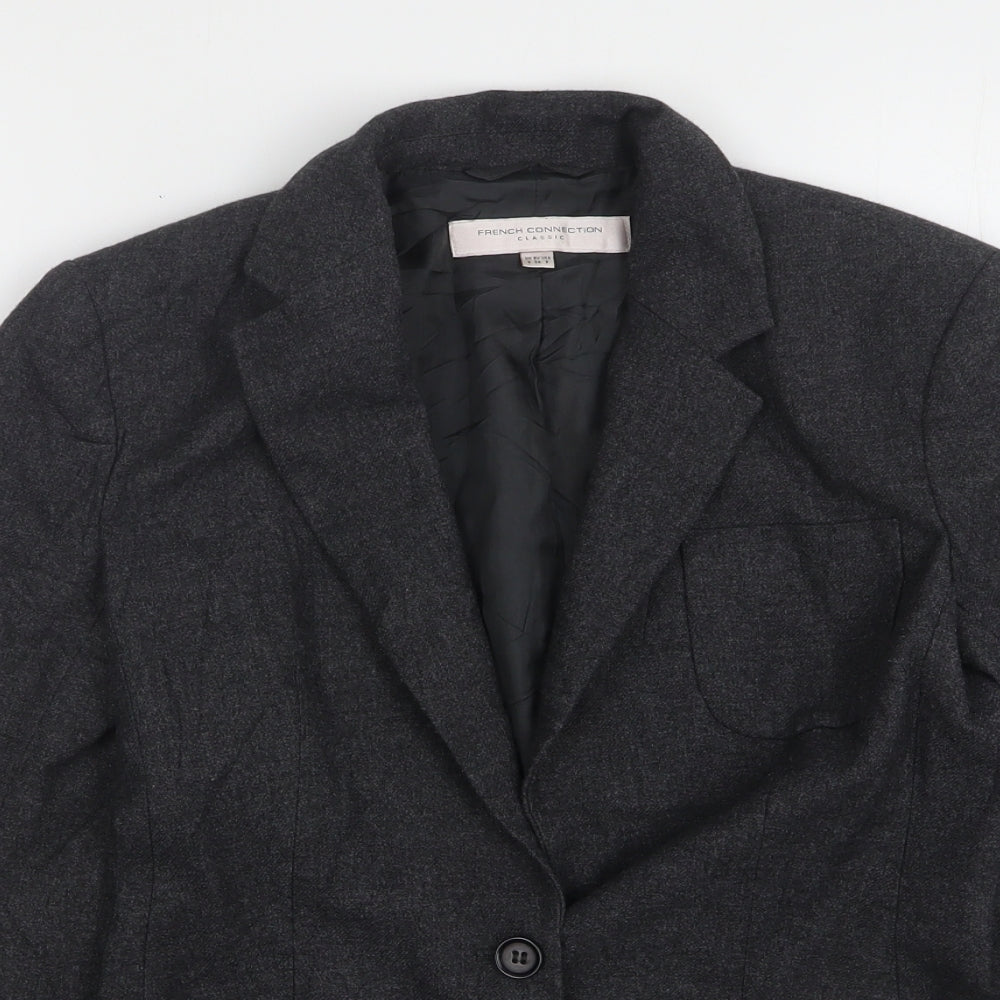 French Connection Womens Grey  Viscose Jacket Suit Jacket Size 6