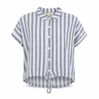 Tru Self Womens Grey Striped Polyester Basic Button-Up Size L Collared