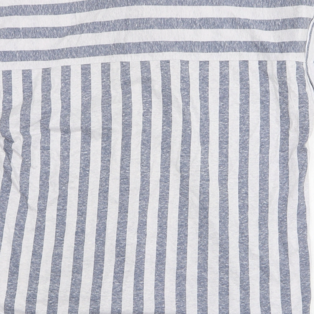 Tru Self Womens Grey Striped Polyester Basic Button-Up Size L Collared