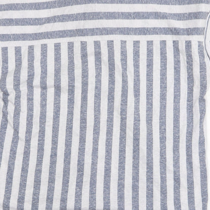 Tru Self Womens Grey Striped Polyester Basic Button-Up Size L Collared