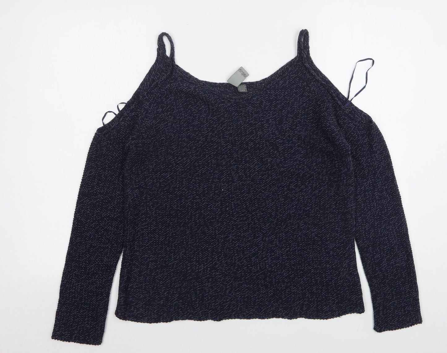 Quinn Womens Blue V-Neck  Acrylic Pullover Jumper Size L