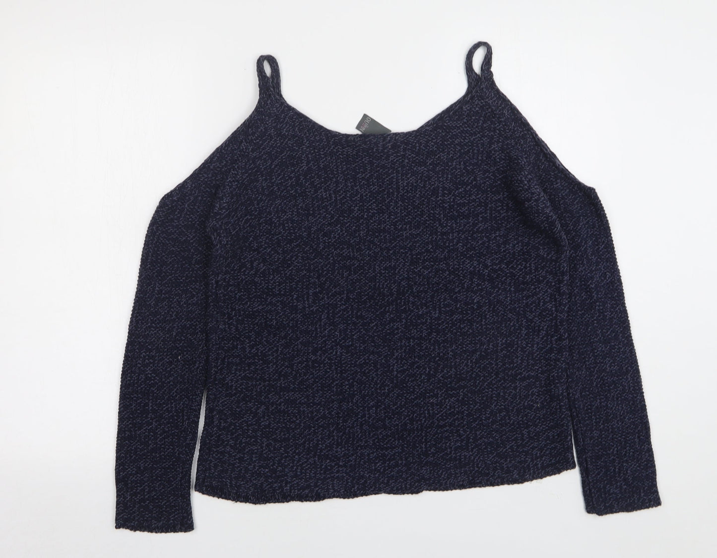 Quinn Womens Blue V-Neck  Acrylic Pullover Jumper Size L