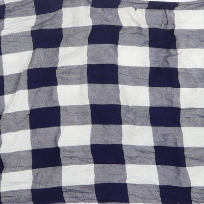 FOREVER 21 Womens Blue Check Cotton Cropped Button-Up Size S V-Neck