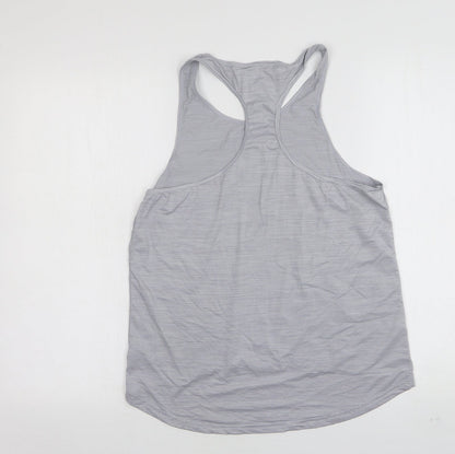USA Pro Womens Grey Striped Polyester Basic Tank Size 8 Round Neck