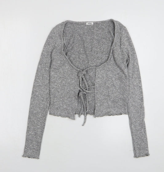 Garage Womens Grey Round Neck  Rayon Cardigan Jumper Size S