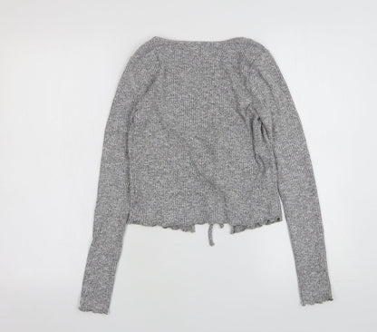 Garage Womens Grey Round Neck  Rayon Cardigan Jumper Size S