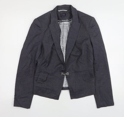 Marks and Spencer Womens Blue Geometric Polyester Jacket Blazer Size 8