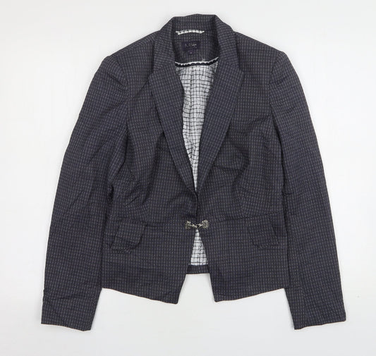 Marks and Spencer Womens Blue Geometric Polyester Jacket Blazer Size 8