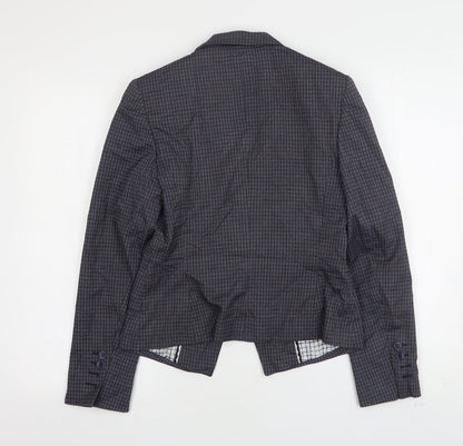 Marks and Spencer Womens Blue Geometric Polyester Jacket Blazer Size 8