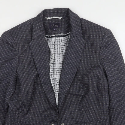 Marks and Spencer Womens Blue Geometric Polyester Jacket Blazer Size 8