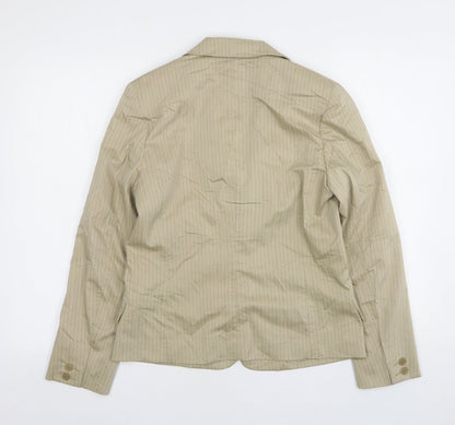 Mexx Womens Beige Striped Polyester Jacket Suit Jacket Size 12