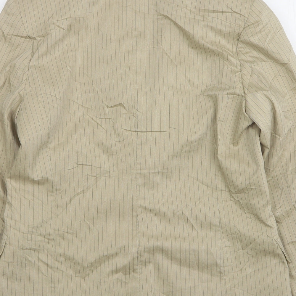 Mexx Womens Beige Striped Polyester Jacket Suit Jacket Size 12