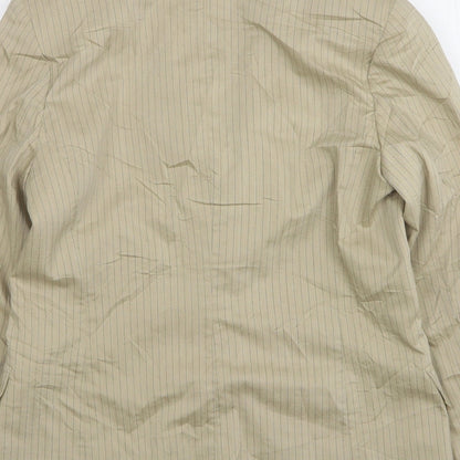 Mexx Womens Beige Striped Polyester Jacket Suit Jacket Size 12