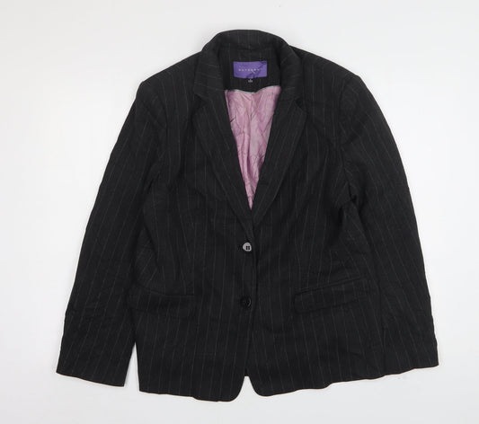 Autonomy Womens Grey Striped Polyester Jacket Suit Jacket Size 16