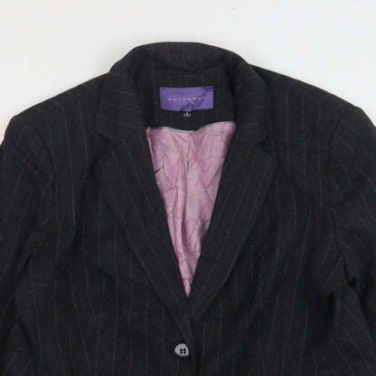 Autonomy Womens Grey Striped Polyester Jacket Suit Jacket Size 16