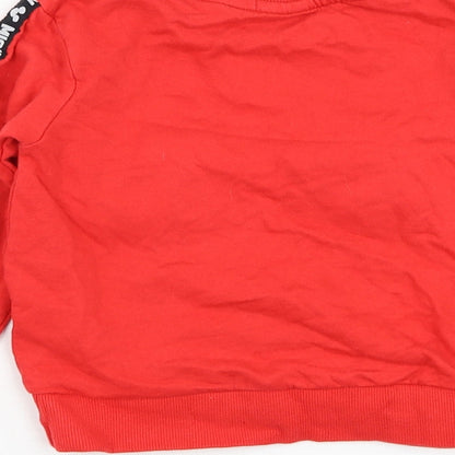 Character Boys Red  Cotton Pullover Sweatshirt Size 4 Years  Pullover - Mickey Mouse