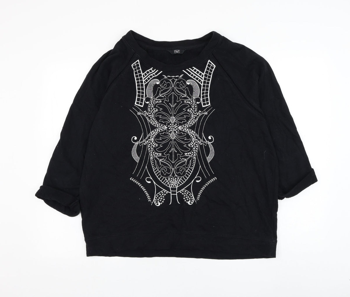 F&F Womens Black  Polyester Pullover Sweatshirt Size L  Pullover