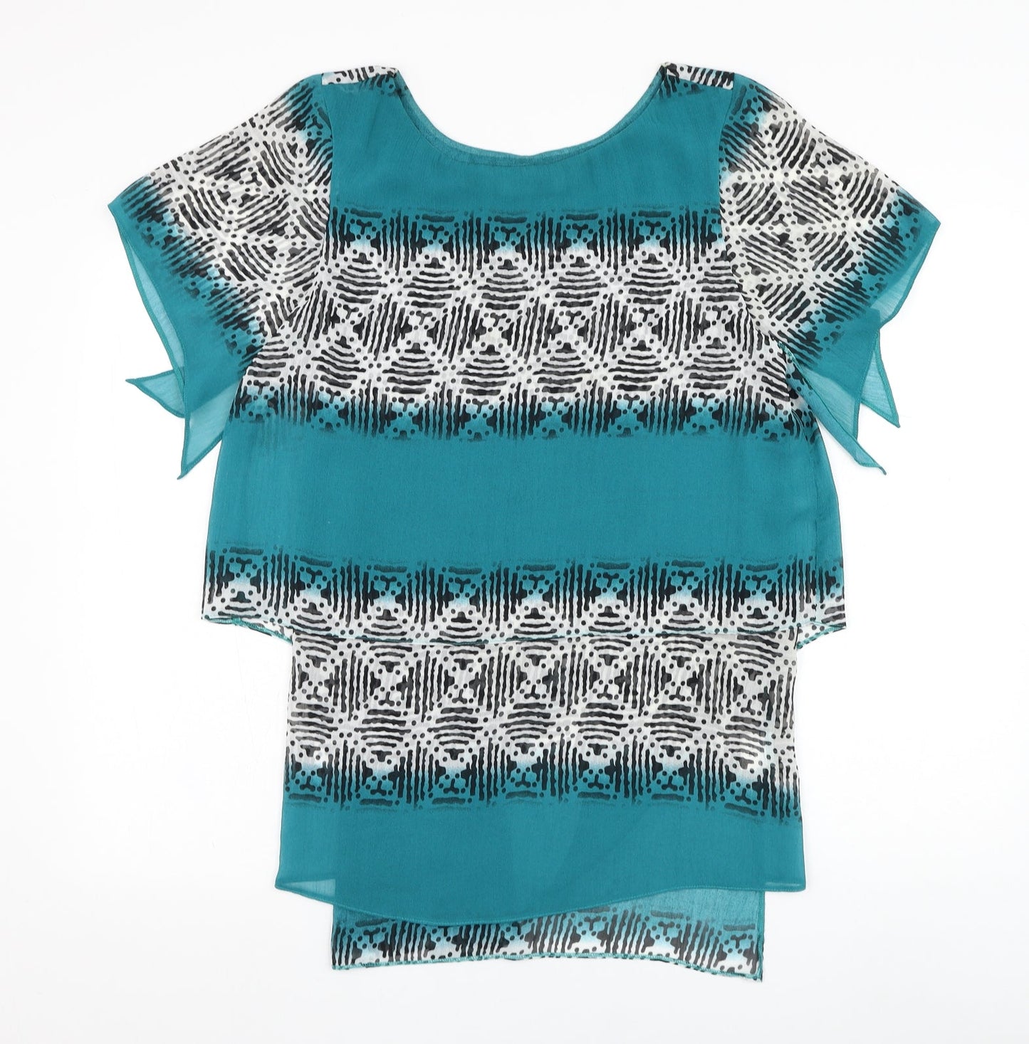 Gerard Womens  Geometric Polyester Basic Blouse Size 14 Round Neck