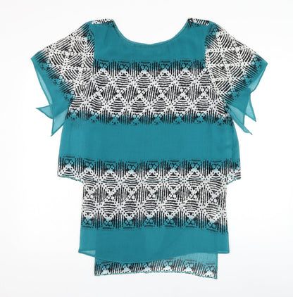 Gerard Womens  Geometric Polyester Basic Blouse Size 14 Round Neck