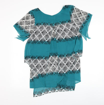 Gerard Womens  Geometric Polyester Basic Blouse Size 14 Round Neck