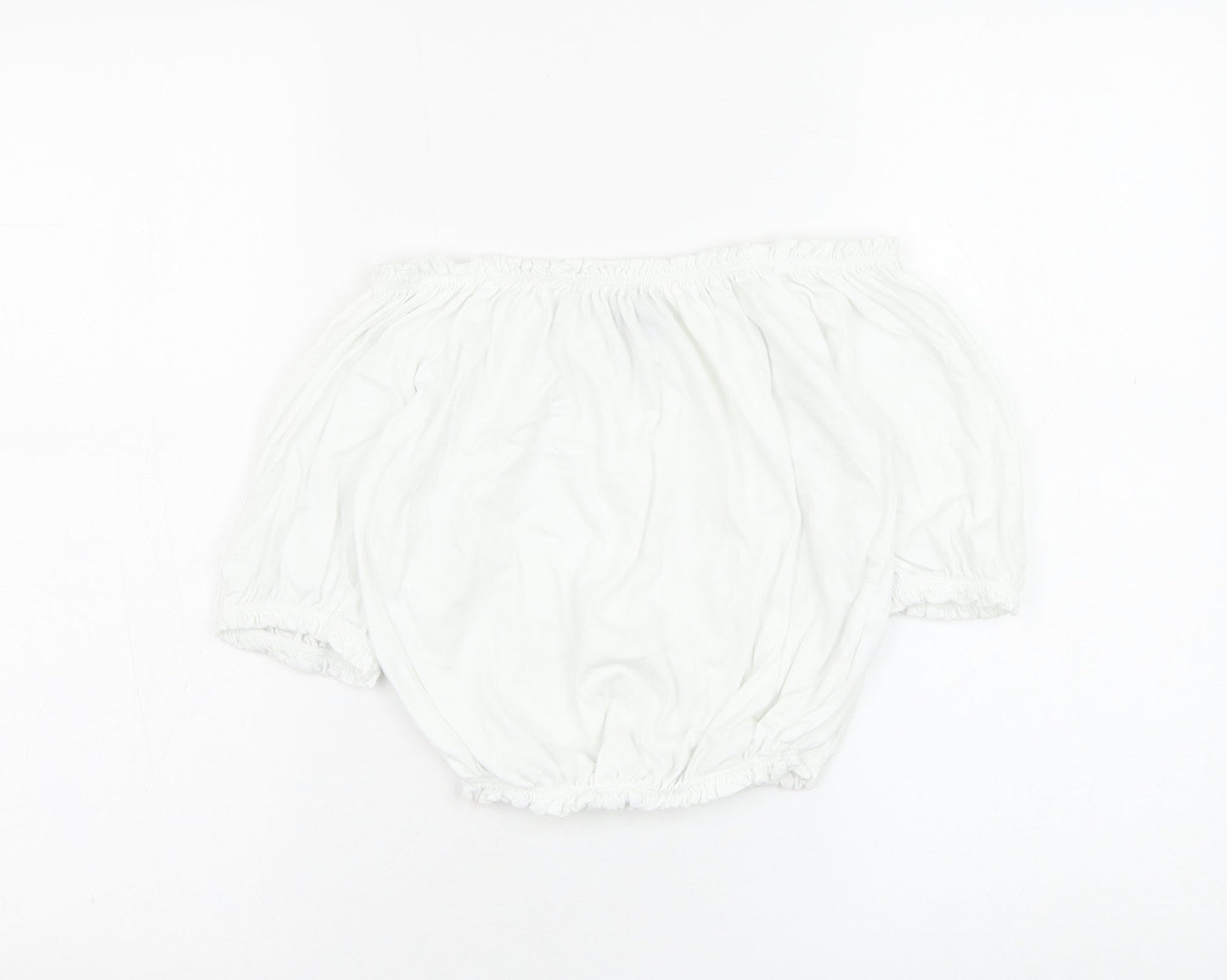 Primark Womens White  Cotton Cropped Blouse Size 8 Round Neck