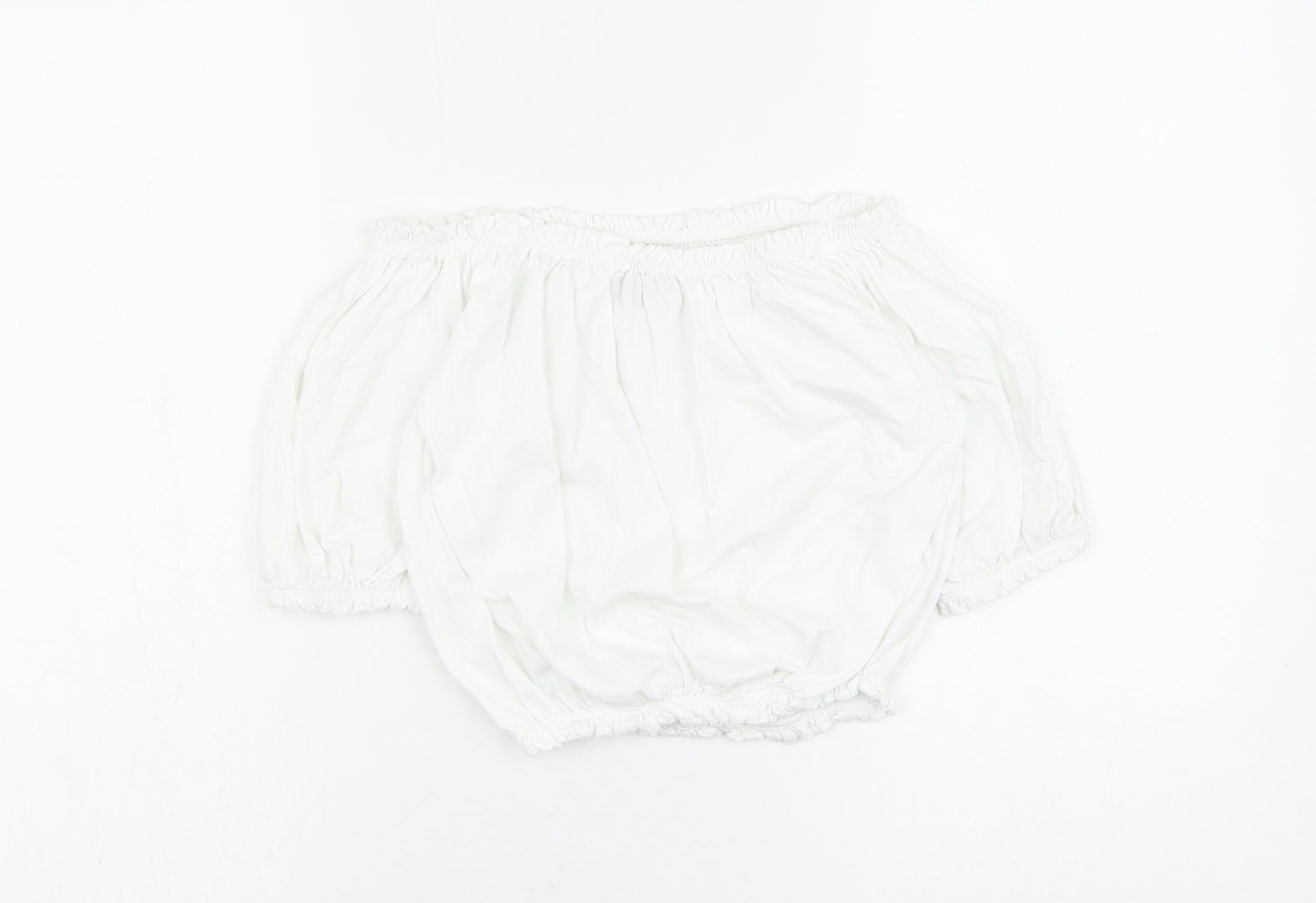 Primark Womens White  Cotton Cropped Blouse Size 8 Round Neck