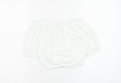 Primark Womens White  Cotton Cropped Blouse Size 8 Round Neck