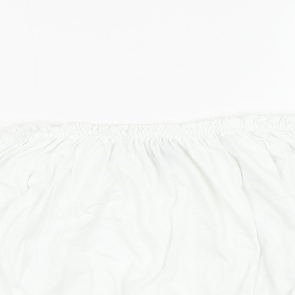 Primark Womens White  Cotton Cropped Blouse Size 8 Round Neck