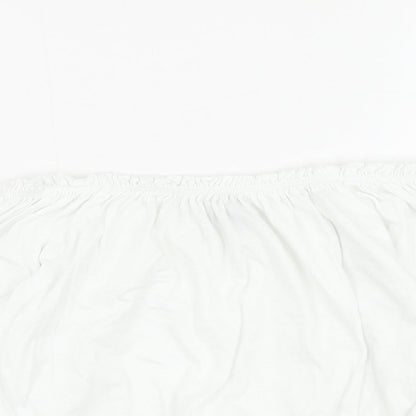 Primark Womens White  Cotton Cropped Blouse Size 8 Round Neck