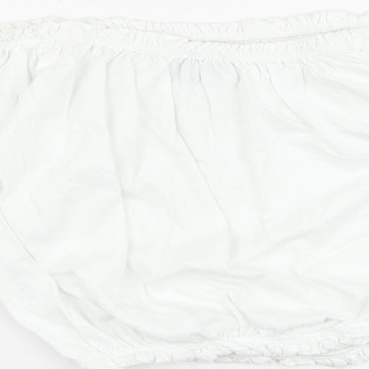 Primark Womens White  Cotton Cropped Blouse Size 8 Round Neck