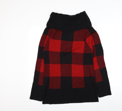 Formula Womens Red Roll Neck Check Polyester Pullover Jumper Size 14