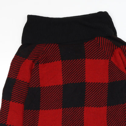 Formula Womens Red Roll Neck Check Polyester Pullover Jumper Size 14