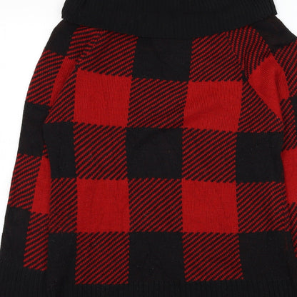 Formula Womens Red Roll Neck Check Polyester Pullover Jumper Size 14
