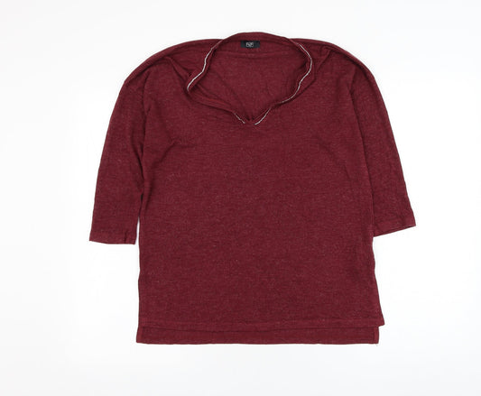 F&F Womens Red Round Neck  Viscose Pullover Jumper Size 12