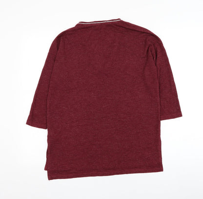 F&F Womens Red Round Neck  Viscose Pullover Jumper Size 12