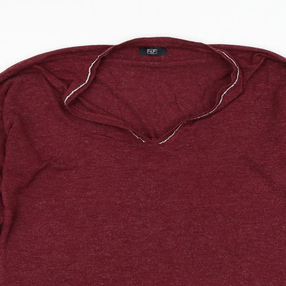 F&F Womens Red Round Neck  Viscose Pullover Jumper Size 12
