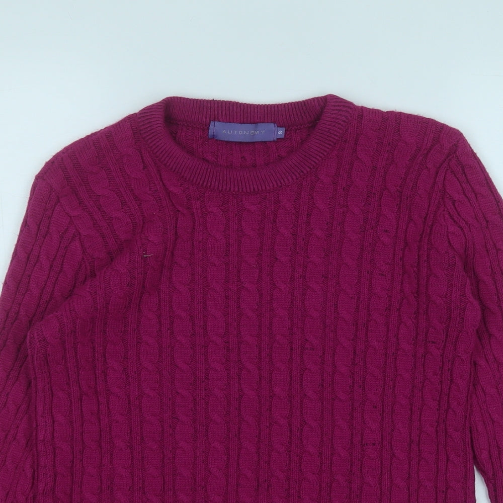 Autonomy Womens Purple Round Neck  Acrylic Pullover Jumper Size 8